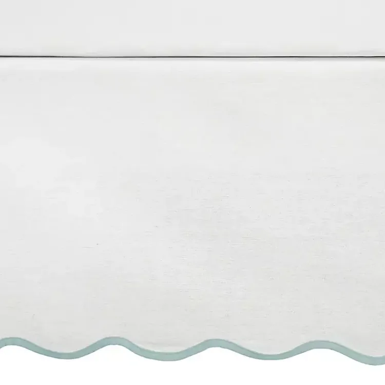 Kirklands Home Bedding Essentials|White Blue Scalloped Coastal Queen Bed Skirt