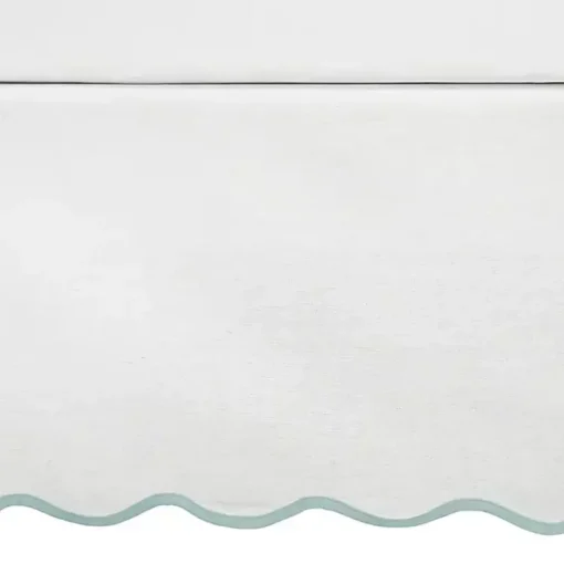 Kirklands Home Bedding Essentials|White Blue Scalloped Coastal King Bed Skirt