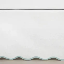 Kirklands Home Bedding Essentials|White Blue Scalloped Coastal King Bed Skirt