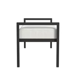 Kirklands Home Benches & Ottomans|Boucle Black Metal Bench White