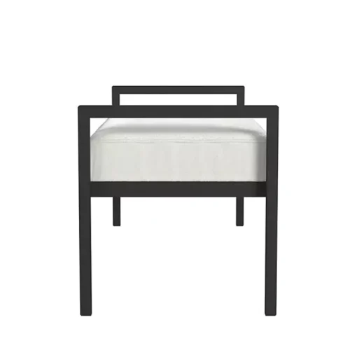 Kirklands Home Benches & Ottomans|Boucle Black Metal Bench White