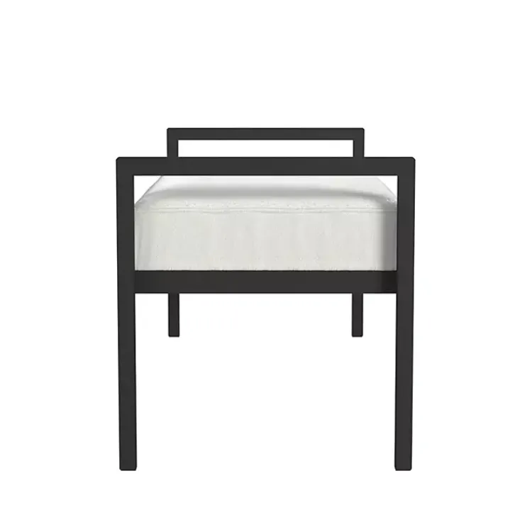 Kirklands Home Benches & Ottomans|Boucle Black Metal Bench White