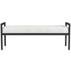 Kirklands Home Benches & Ottomans|Boucle Black Metal Bench White