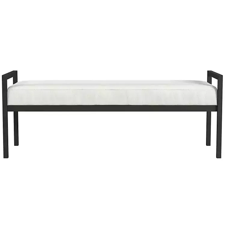 Kirklands Home Benches & Ottomans|Boucle Black Metal Bench White