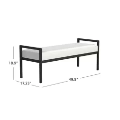 Kirklands Home Benches & Ottomans|Boucle Black Metal Bench White