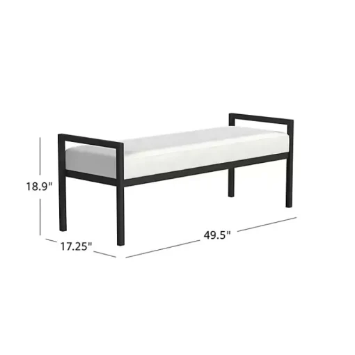 Kirklands Home Benches & Ottomans|Boucle Black Metal Bench White