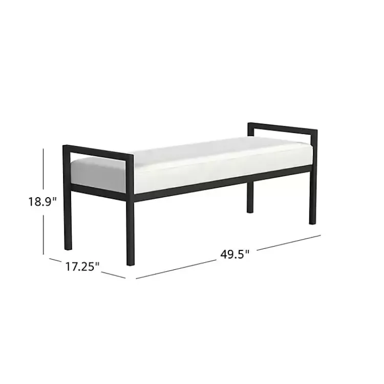 Kirklands Home Benches & Ottomans|Boucle Black Metal Bench White