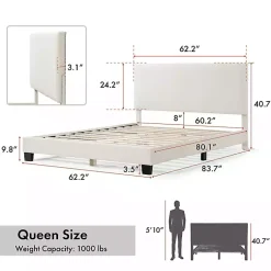 Kirklands Home Beds & Headboards|Boucle Karson Queen Platform Bed White