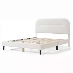 Kirklands Home Beds & Headboards|Boucle Upholstered Sara Queen Bed White