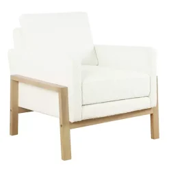 Kirklands Home Accent Chairs|Boucle Wood Frame Accent Chair White