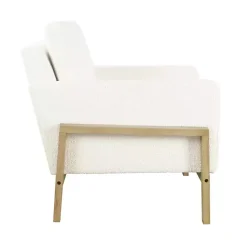 Kirklands Home Accent Chairs|Boucle Wood Frame Accent Chair White