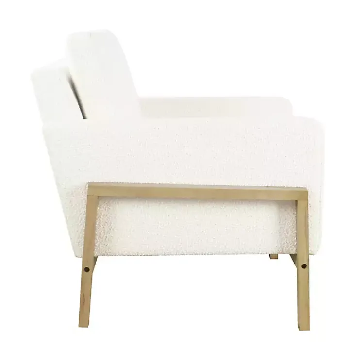 Kirklands Home Accent Chairs|Boucle Wood Frame Accent Chair White