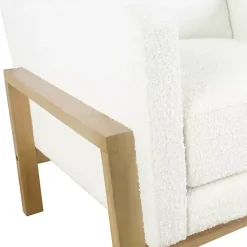 Kirklands Home Accent Chairs|Boucle Wood Frame Accent Chair White
