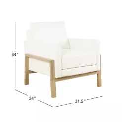 Kirklands Home Accent Chairs|Boucle Wood Frame Accent Chair White