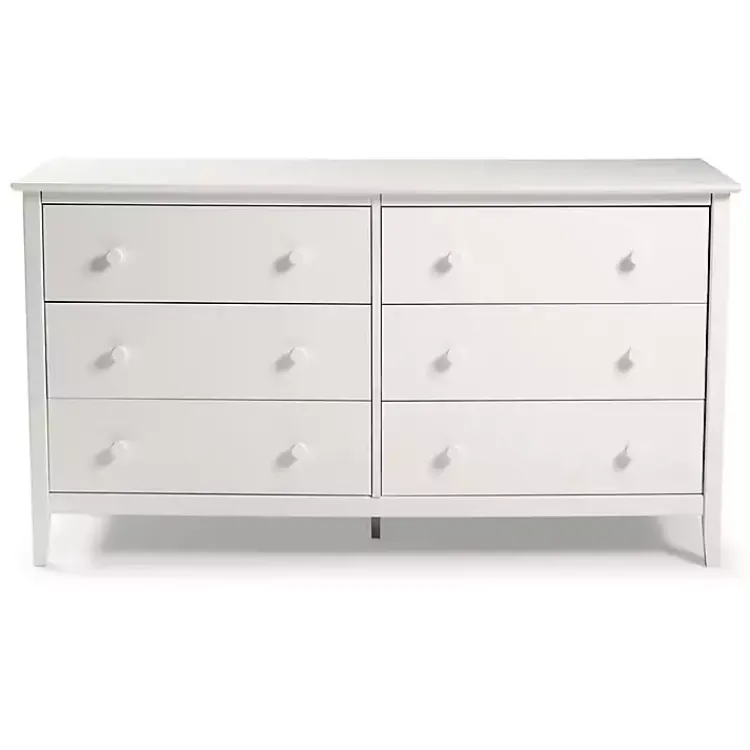 Kirklands Home Dressers & Chests|Brazilian Pine Wood 6-Drawer Dresser White