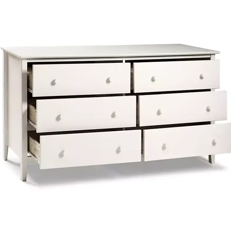 Kirklands Home Dressers & Chests|Brazilian Pine Wood 6-Drawer Dresser White