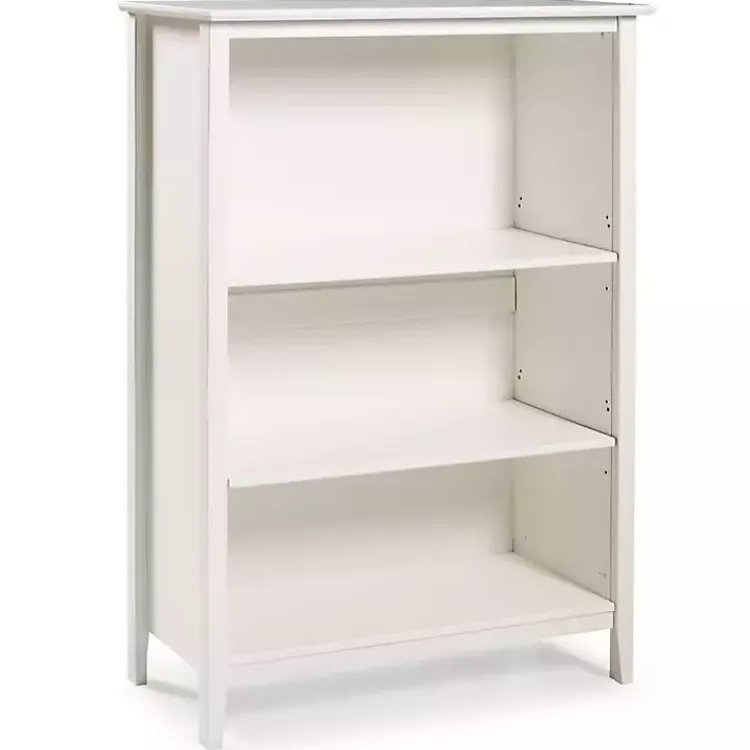 Kirklands Home Bookshelves|Brazilian Pine Wood 3-Tier Bookshelf White