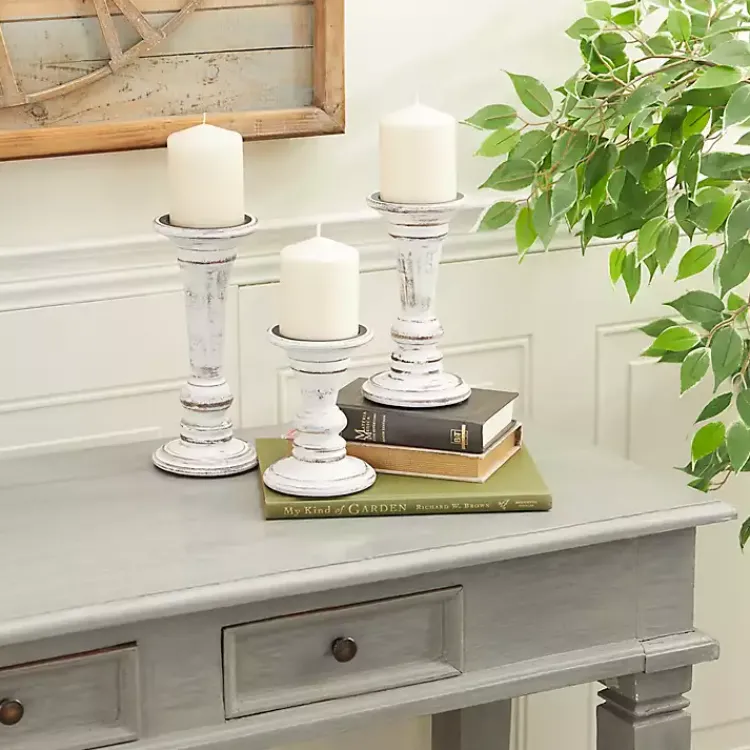 Online White Brushstroke 3-pc. Pillar Candle Holder Set Candle Holders