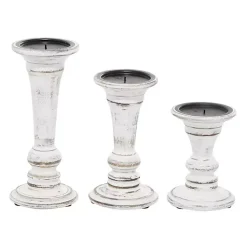 Online White Brushstroke 3-pc. Pillar Candle Holder Set Candle Holders