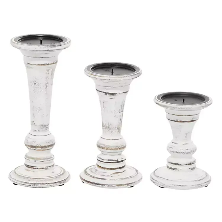 Online White Brushstroke 3-pc. Pillar Candle Holder Set Candle Holders