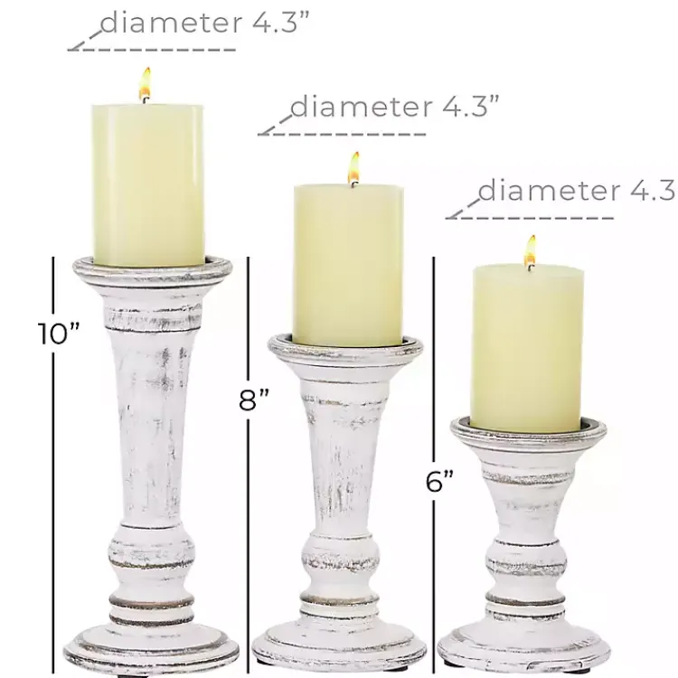 Online White Brushstroke 3-pc. Pillar Candle Holder Set Candle Holders