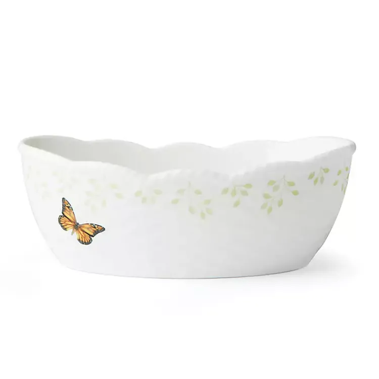 Kirklands Home Serving & Entertaining|White Butterfly Meadow Porcelain Bread Basket