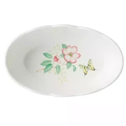 Kirklands Home Serving & Entertaining|White Butterfly Meadow Porcelain Bread Basket