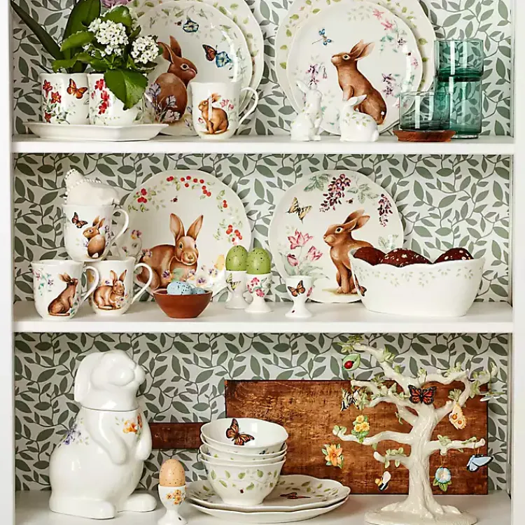 Kirklands Home Serving & Entertaining|White Butterfly Meadow Porcelain Bread Basket