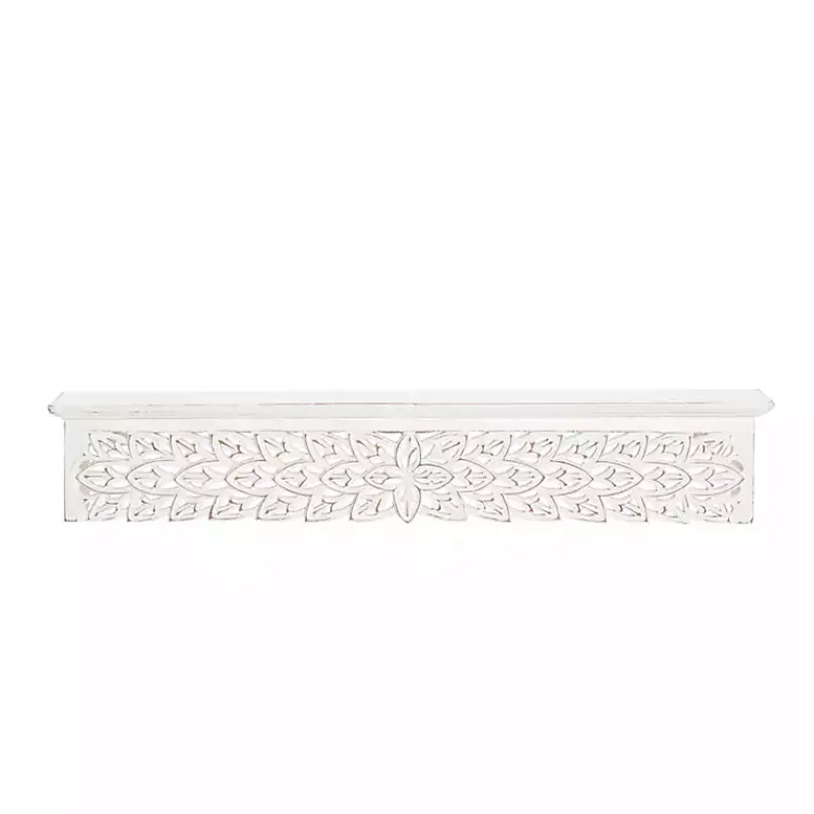 Kirklands Home Shelves|White Carved Floral Decorative Wall Shelf