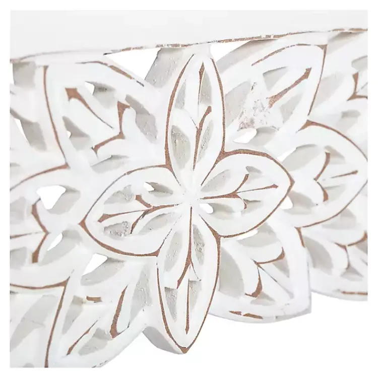 Kirklands Home Shelves|White Carved Floral Decorative Wall Shelf