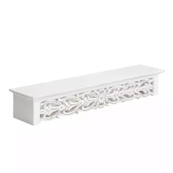 Kirklands Home Shelves|White Carved Floral Wall Shelf