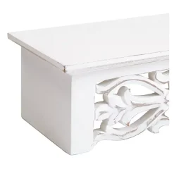 Kirklands Home Shelves|White Carved Floral Wall Shelf