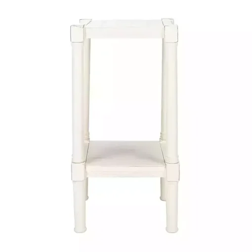 Kirklands Home Accent & End Tables|Carved Pinewood Farmhouse Accent Table White