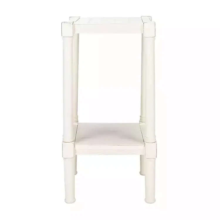 Kirklands Home Accent & End Tables|Carved Pinewood Farmhouse Accent Table White