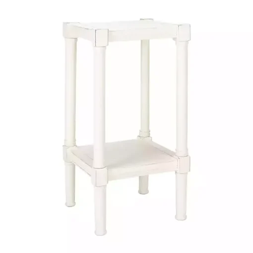 Kirklands Home Accent & End Tables|Carved Pinewood Farmhouse Accent Table White
