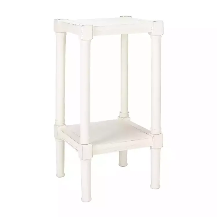 Kirklands Home Accent & End Tables|Carved Pinewood Farmhouse Accent Table White