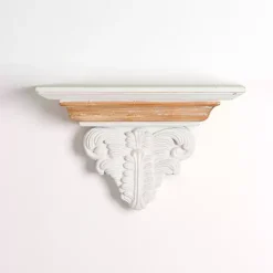 Kirklands Home Shelves|White Carved Wood Floating Wall Shelf