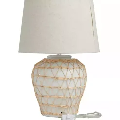 Kirklands Home Table Lamps|Ceramic and Jute Woven Table Lamp White
