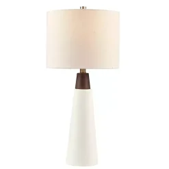 Kirklands Home Table Lamps|Ceramic and Wood Cone Table Lamp White