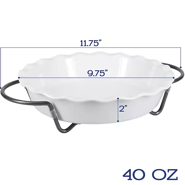 Kirklands Home Bakeware & Cookware|Ceramic Baker and Pie Dish Set with Racks White