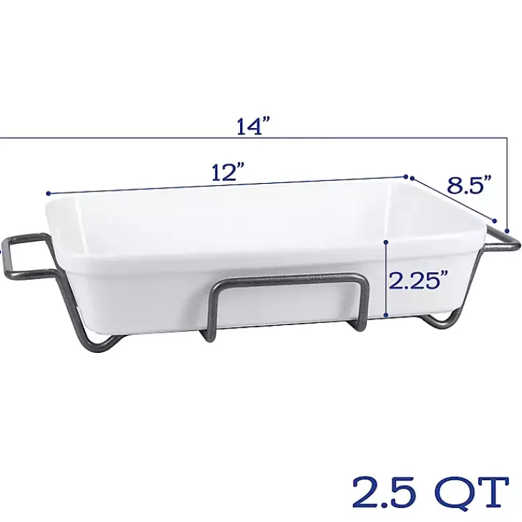 Kirklands Home Bakeware & Cookware|Ceramic Baker and Pie Dish Set with Racks White