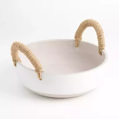 Hot White Ceramic Bowl with Rope Handles Decorative Bowls & Jars
