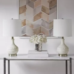 Kirklands Home Table Lamps|Ceramic Embossed Table Lamp White