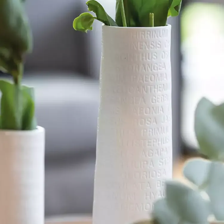 Best Ceramic Flower Names Embossed Vase, 12 in. Vases