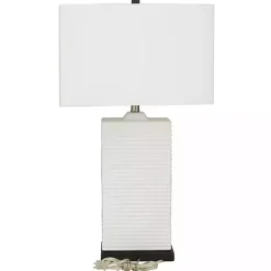 Kirklands Home Table Lamps|Ceramic Fluted Rectangular Table Lamp White