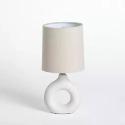 Kirklands Home Table Lamps|Ceramic Open Circle Mini Lamp White