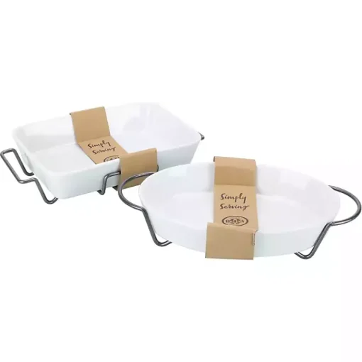 Kirklands Home Bakeware & Cookware|Ceramic 2-pc. Baker Set with Racks White