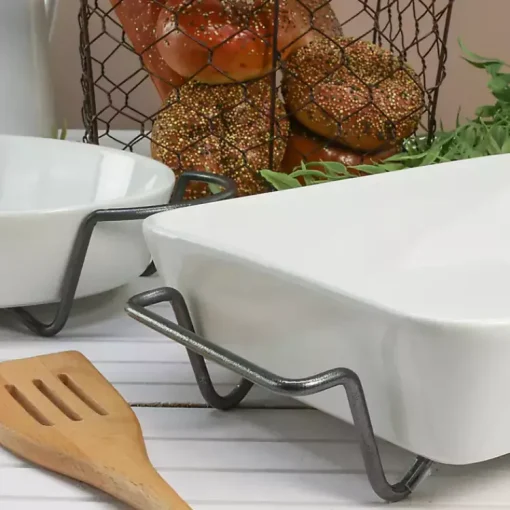 Kirklands Home Bakeware & Cookware|Ceramic 2-pc. Baker Set with Racks White