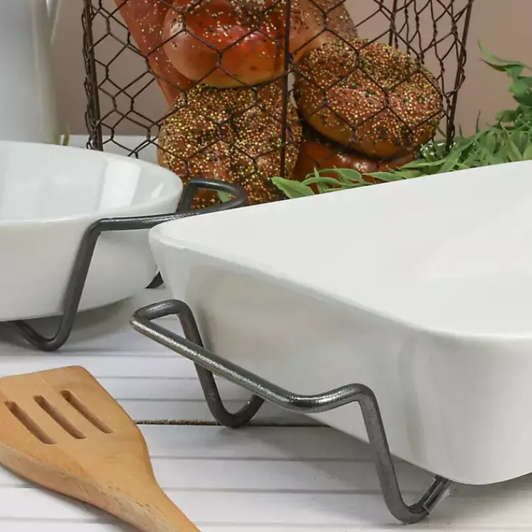 Kirklands Home Bakeware & Cookware|Ceramic 2-pc. Baker Set with Racks White