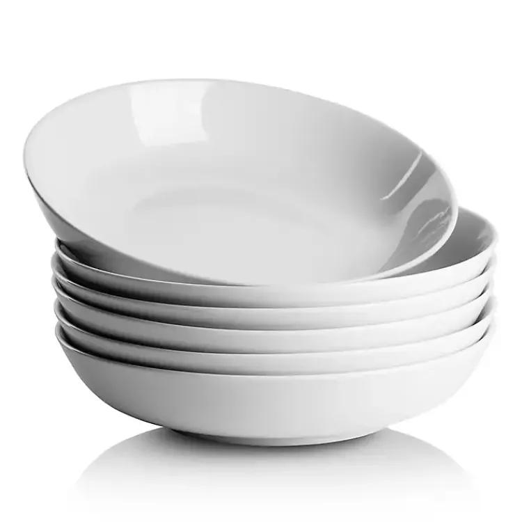 Kirklands Home Dinnerware|Ceramic Round Dinner Bowls, Set of 6 White